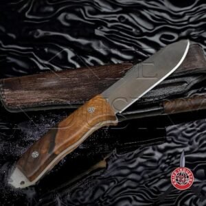 Hunting Knife, Leather Sheath, Bushcraft Knife, Skinner Knife, Walnut Wood Handle Bohler N690 Camping Knife, Groomsmen Gift