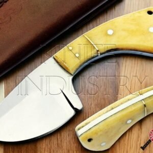 Handmade D2 Steel Hunting Knife with White Bone Handle, 7" Skinner – Perfect Father's Day Gift