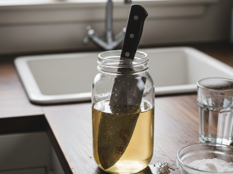 vinegar rust removal knife, lemon juice rust knife