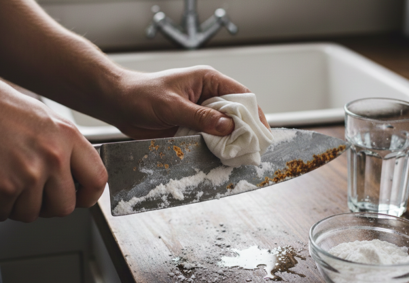 baking soda rust removal, remove rust from kitchen knives
