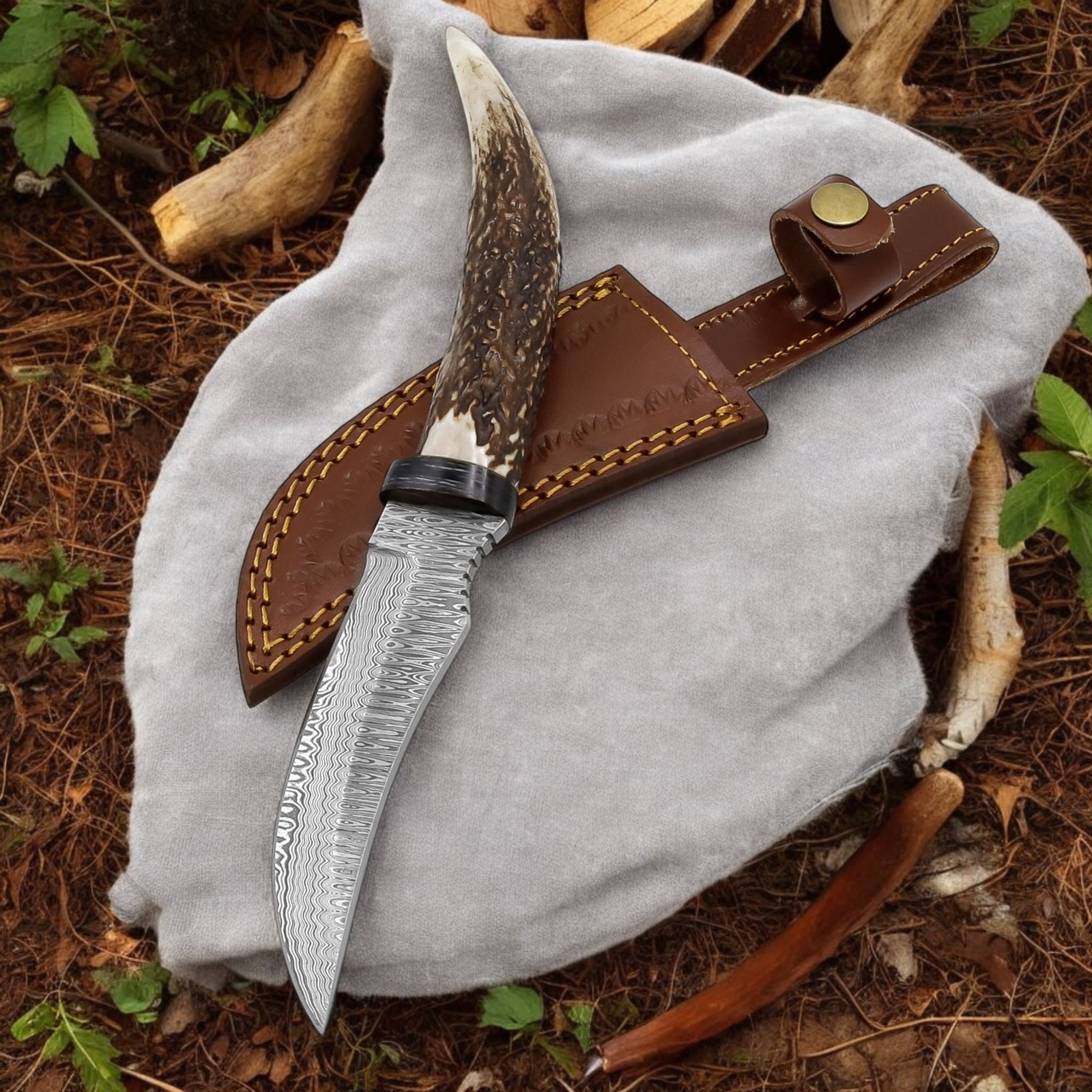 stag horn handle hunting knife