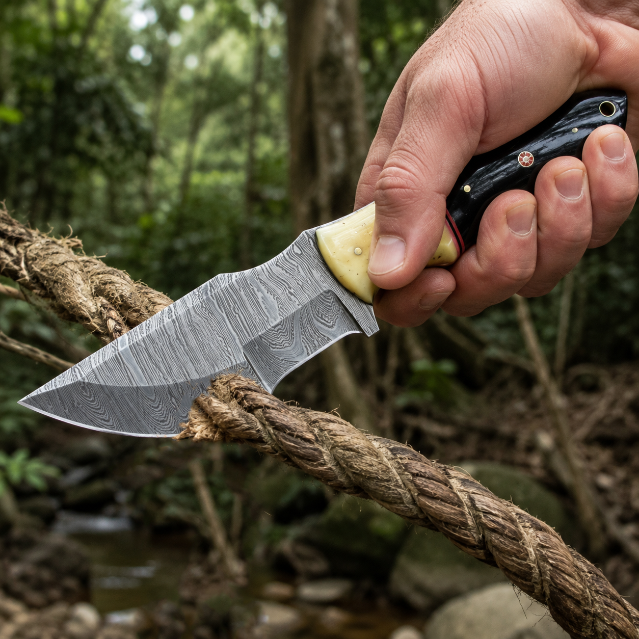 handmade Damascus Tracker knife