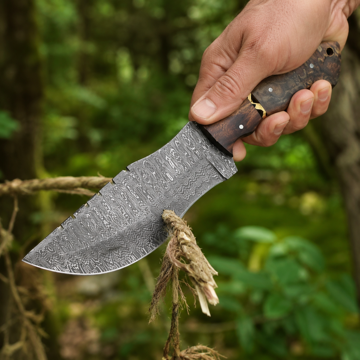 handmade Damascus tracker knife