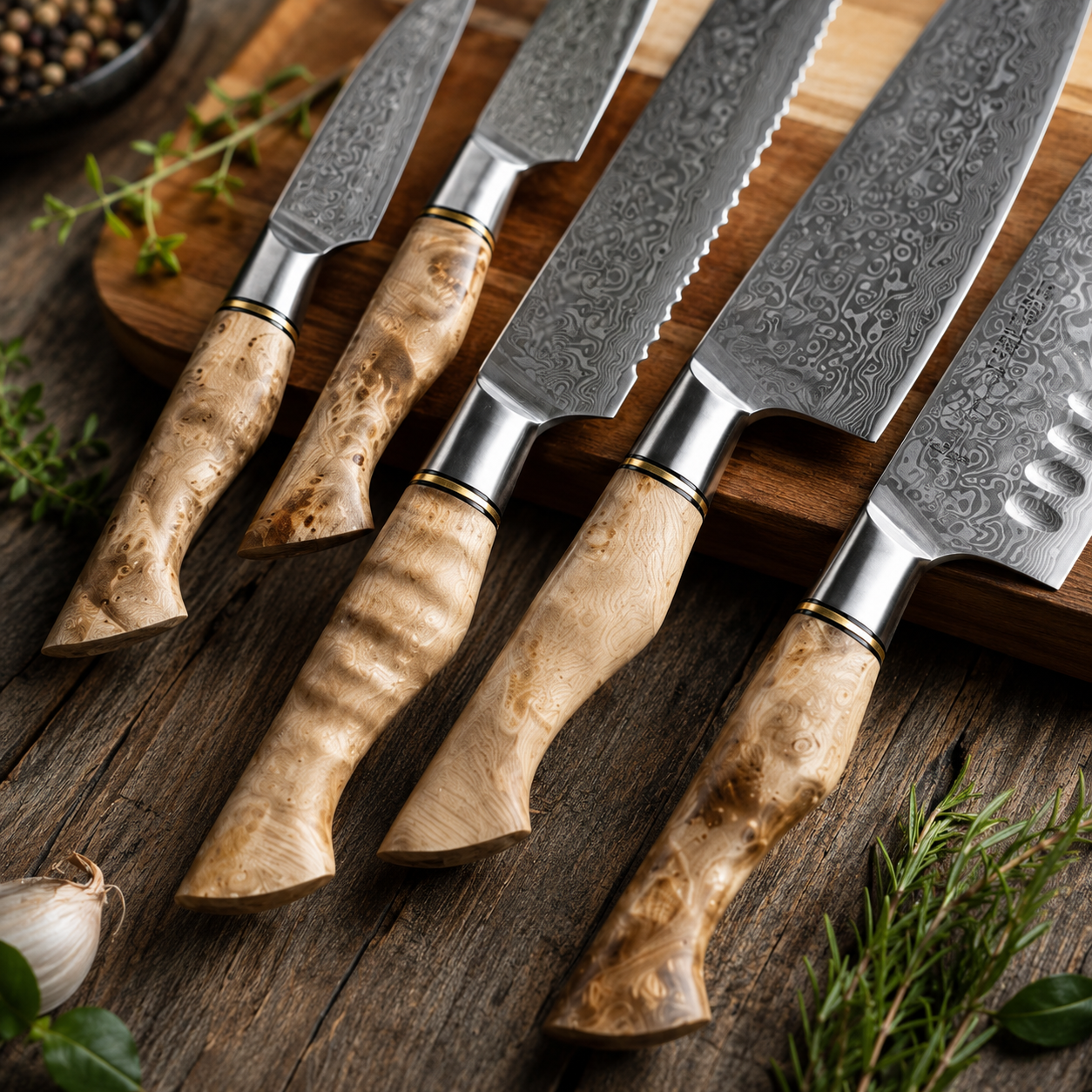 handmade kitchen knife set (1) Kitchen knife set