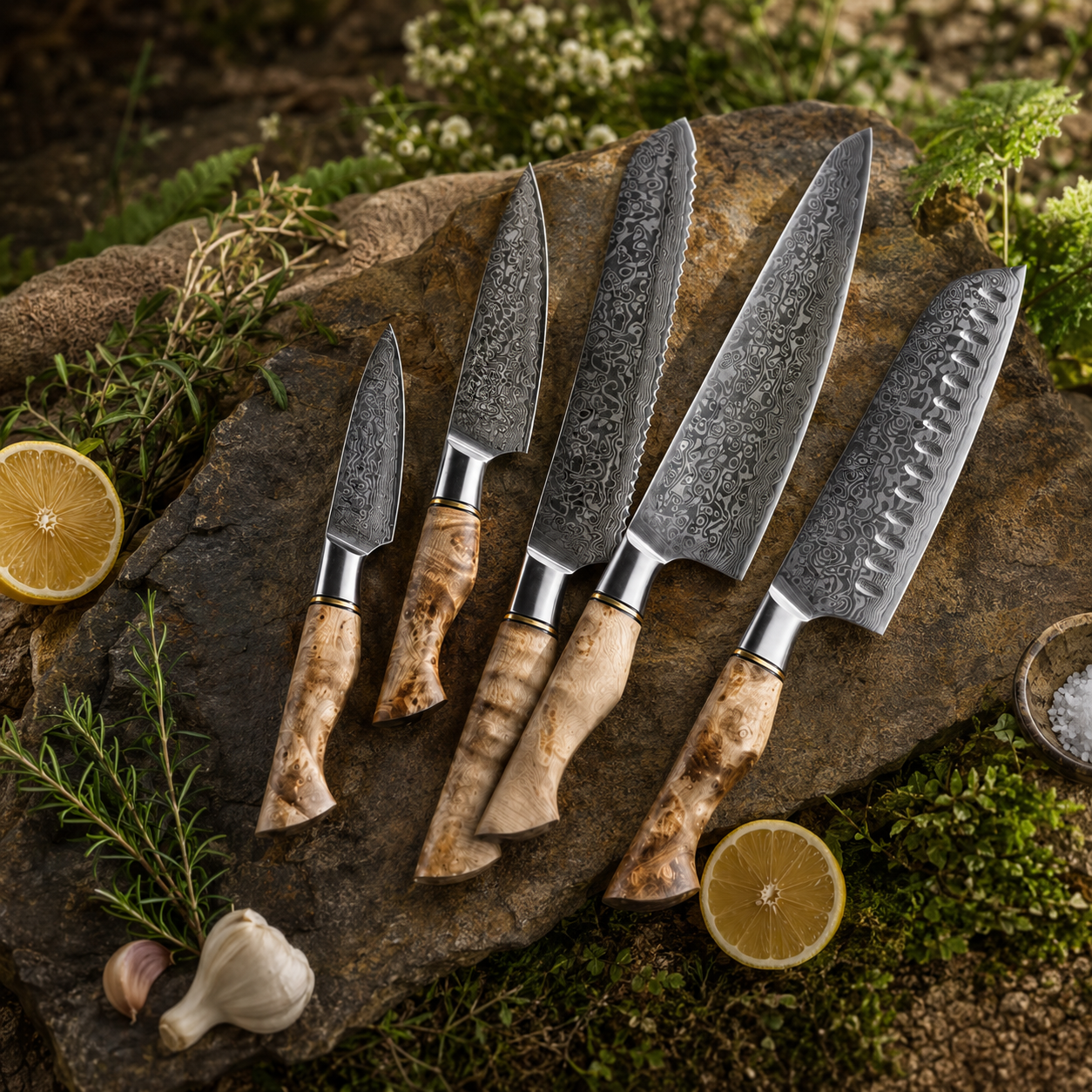 handmade kitchen knife set (2) Chef knife set