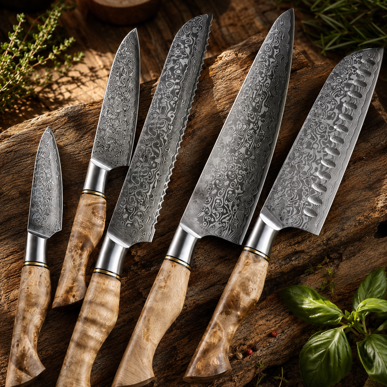 handmade kitchen knife set (4) handmade kitchen knife set