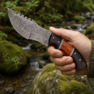 handmade damascus tracker knife outdoor knife
