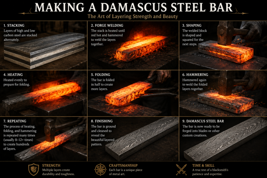 Premium handmade Damascus steel knife showcasing its distinctive layered pattern and craftsmanship.