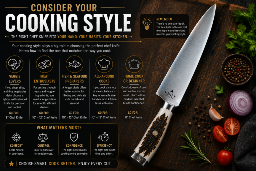 Holding a chef knife with a comfortable ergonomic handle