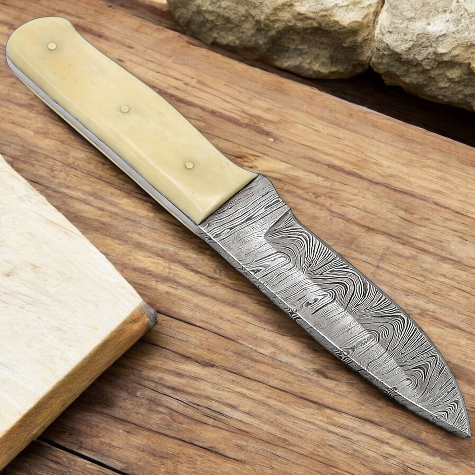 handmade damascus hunting knife (2) handmad damascus hunting knife